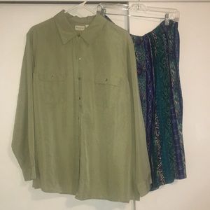 White Stag Top/Blouse Plus Size Women Olive Green